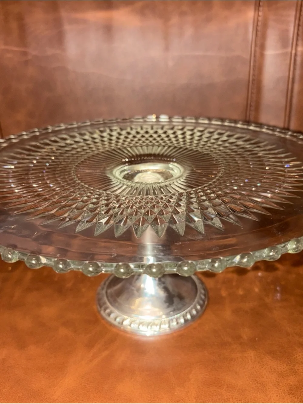 Vintage Duchin Sterling Silver removable Bottom Glass Pedestal Cake Stand 10.5 - Picture 2 of 10